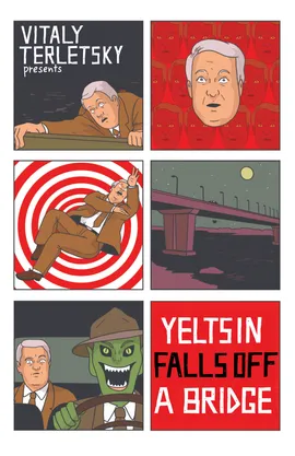 Yeltsin falls off a bridge